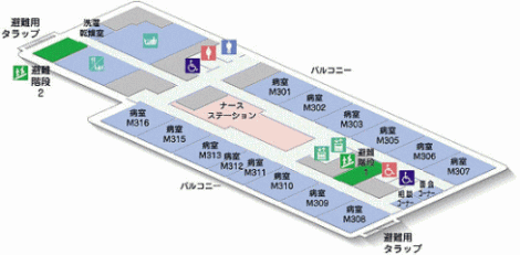 広野高原病院M3Fフロアー病棟MAP