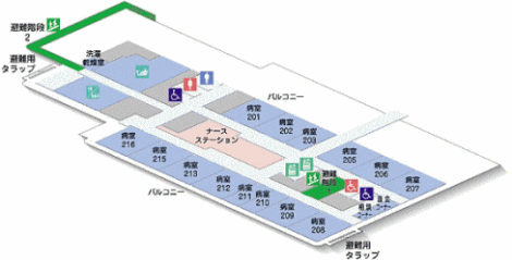 広野高原病院2Fフロアー病棟MAP