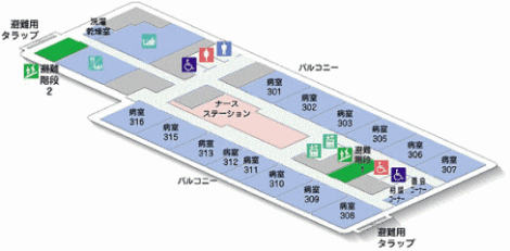 広野高原病院3Fフロアー病棟MAP
